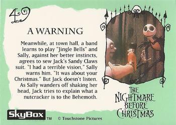 1993 SkyBox The Nightmare Before Christmas #49 A warning Back
