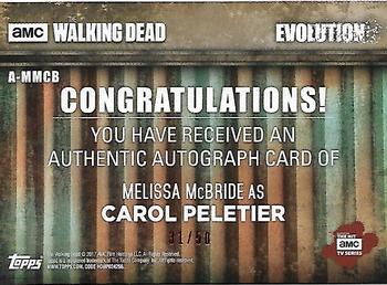2017 Topps The Walking Dead: Evolution - Autographs - Black #A-MMCB Melissa McBride Back