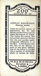 1927 Wills's Zoo #16 African Rhinoceros Back
