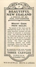 1928 Wills’s Three Castles Beautiful New Zealand #7 Mount Cook from Sealey Back