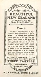 1928 Wills’s Three Castles Beautiful New Zealand #11 Brown Trout Back