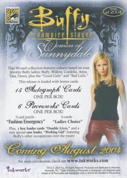 2004 Inkworks Buffy the Vampire Slayer Women of Sunnydale - Promos #WOS sd-2004 Tara Back