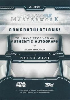 2019 Topps Star Wars Masterwork - Autographs #A-JBR Josh Brener Back