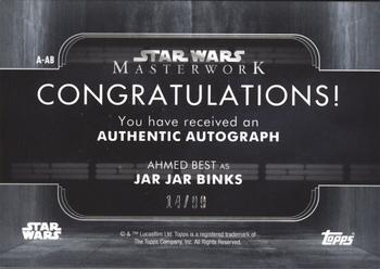 2019 Topps Star Wars Masterwork - Autographs Blue Foil #A-AB Ahmed Best Back