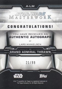 2019 Topps Star Wars Masterwork - Autographs Blue Foil #A-LM Lars Mikkelsen as Grand Admiral Thrawn Back