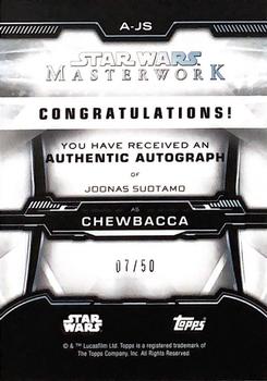 2019 Topps Star Wars Masterwork - Autographs Rainbow Foil #A-JS Joonas Suotamo Back