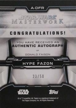 2019 Topps Star Wars Masterwork - Autographs Rainbow Foil #A-DFR Donald Faison as Hype Fazon Back