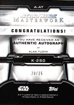 2019 Topps Star Wars Masterwork - Autographs Canvas #A-AT Alan Tudyk Back