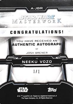 2019 Topps Star Wars Masterwork - Autographs Printing Plates Black #A-JBR Josh Brener Back