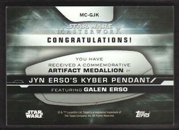 2019 Topps Star Wars Masterwork - Commemorative Artifact Medallion #MC-GJK Galen Erso / Jyn's Kyber Pendant Back