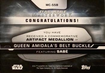 2019 Topps Star Wars Masterwork - Commemorative Artifact Medallion #MC-SSB Sabé / Queen Amidala's Belt Buckle Back