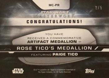 2019 Topps Star Wars Masterwork - Commemorative Artifact Medallion Black #MC-PR Paige Tico / Rose Tico's Medallion Back