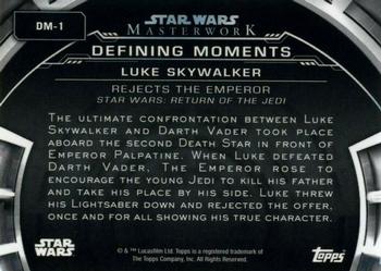 2019 Topps Star Wars Masterwork - Defining Moments #DM-1 Luke Skywalker Back