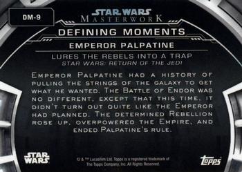 2019 Topps Star Wars Masterwork - Defining Moments #DM-9 Emperor Palpatine Back