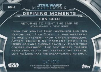 2019 Topps Star Wars Masterwork - Defining Moments Rainbow Foil #DM-2 Han Solo Back