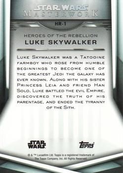 2019 Topps Star Wars Masterwork - Heroes of the Rebellion #HR-1 Luke Skywalker Back