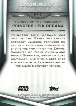 2019 Topps Star Wars Masterwork - Heroes of the Rebellion #HR-3 Princess Leia Organa Back
