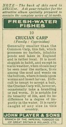 1933 Player's Fresh-Water Fishes #10 Crucian Carp Back