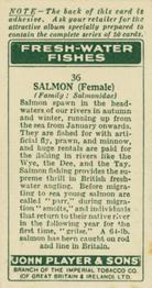 1933 Player's Fresh-Water Fishes #36 Salmon (female) Back