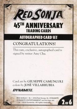 2018 Dynamite Entertainment Red Sonja 45th Anniversary - Autographs #2 Amy Chu Back