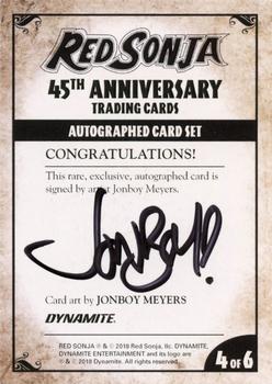 2018 Dynamite Entertainment Red Sonja 45th Anniversary - Autographs #4 Jonboy Meyers Back