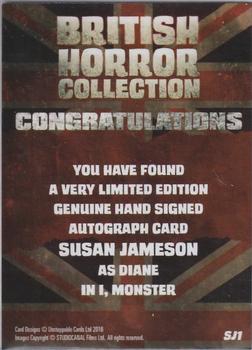 2017 Unstoppable British Horror Collection - Autographs #SJ1 Susan Jameson Back
