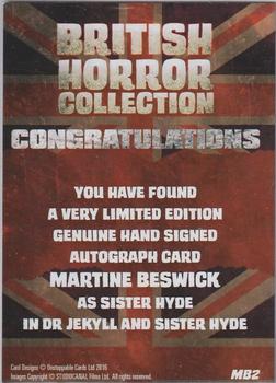 2017 Unstoppable British Horror Collection - Autographs #MB2 Martine Beswick Back