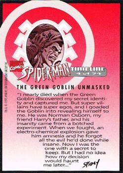 1995 Welches Eskimo Pie Spider-Man Timeline #4 The Green Goblin Unmasked Back