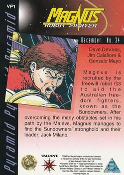 1994 Valiant VP Cards #VP1 Magnus card inseted in Secret Weapons #9 Back