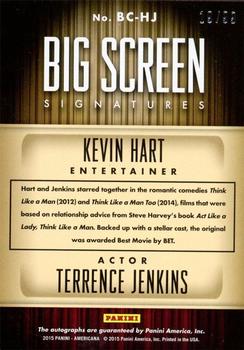 2015 Panini Americana - Big Screen Combo Signatures #BC-HJ Kevin Hart / Terrence Jenkins Back