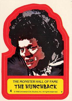1980 Topps You'll Die Laughing Creature Feature - Stickers #4 The Hunchback Front