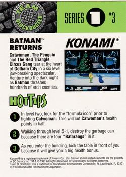 1993 Blockbuster Video Game Cards #3 Batman Returns Back