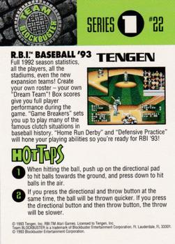 1993 Blockbuster Video Game Cards #22 RBI Baseball '93 Back