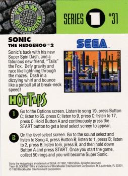 1993 Blockbuster Video Game Cards #31 Sonic The Hedgehog 2 Back