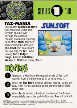 1993 Blockbuster Video Game Cards #38 Taz-Mania Back