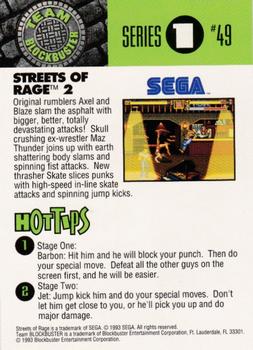 1993 Blockbuster Video Game Cards #49 Streets Of Rage Back