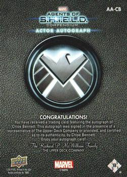2019 Upper Deck Marvel Agents of S.H.I.E.L.D. Compendium - Autographs #AA-CB Chloe Bennet Back