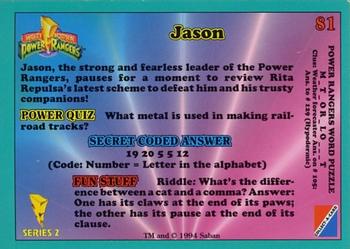 1994 Collect-A-Card Mighty Morphin Power Rangers Series 2 Retail - Blue Border #81 Jason Back