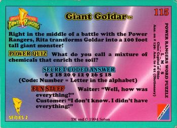 1994 Collect-A-Card Mighty Morphin Power Rangers Series 2 Retail - Blue Border #115 Giant Goldar Back