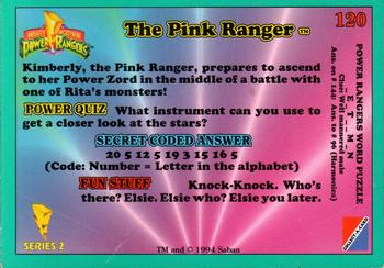 1994 Collect-A-Card Mighty Morphin Power Rangers Series 2 Retail - Blue Border #120 The Pink Ranger Back