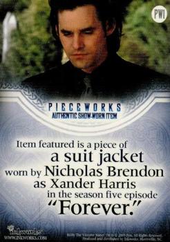 2005 Inkworks Buffy Men of Sunnydale - Pieceworks #PW1 Nicholas Brendon as Xander Harris Back