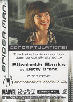 2007 Rittenhouse Spider-Man 3 - Autographs #NNO Elizabeth Banks Back