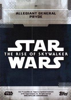 2019 Topps Star Wars: The Rise of Skywalker - Blue #39 Allegiant General Pryde Back