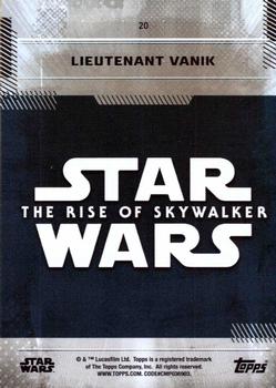 2019 Topps Star Wars: The Rise of Skywalker - Green #20 Lieutenant Vanik Back