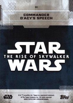 2019 Topps Star Wars: The Rise of Skywalker - Green #80 Commander D'Acy's Speech Back