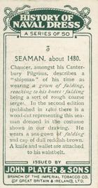 1930 Player's History of Naval Dress (Small) #3 Seaman, about 1480 Back