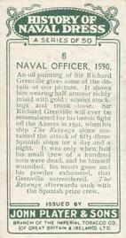 1930 Player's History of Naval Dress (Small) #6 Naval Officer, 1590 Back