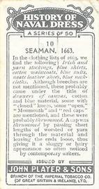 1930 Player's History of Naval Dress (Small) #10 Seaman, 1663 Back