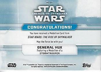 2019 Topps Star Wars: The Rise of Skywalker - Commemorative Medallions Black #MC-SH General Hux / Stormtrooper Back