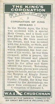 1937 Churchman's The King’s Coronation #3 Coronation of King Edward I Back